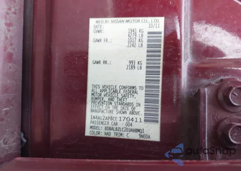 2012 Nissan Altima 2.5 S from USA, damaged, VIN 1N4AL2AP8CC170411